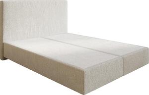 DELIFE Boxspring postel Dream-Well 160×200 cm bouclé krémová bílá bez nohou