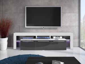 Televizní stolek BENITO - bílý / šedý lesk