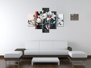 Ručně malovaný obraz Bílá krása - 5 dílný Rozměry: 150 x 70 cm