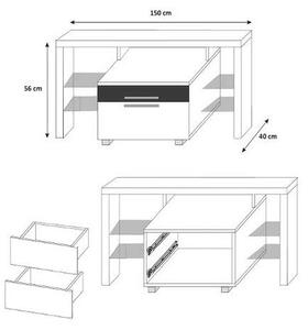 Televizní stolek HORD - bílý / bílý lesk