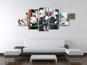 Ručně malovaný obraz Bílá krása - 5 dílný Rozměry: 100 x 70 cm