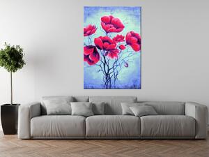 Ručně malovaný obraz Jemný červený mák Rozměry: 120 x 80 cm