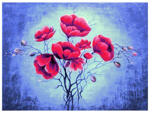Ručně malovaný obraz Jemný červený mák Rozměry: 120 x 80 cm