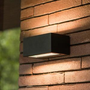 LUTEC Venkovní nástěnné svítidlo GEMINI, černé, 14 cm, IP54, světlo nahoru/dolů, Černá, Hliník, Moderní, Nástěnné svítidlo