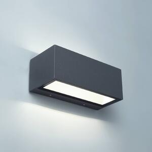 LUTEC Venkovní nástěnné svítidlo GEMINI, tmavě šedá, 22 cm, IP54, světlo směřující, Hliník / šedá / zinek, Hliník, Moderní, Nástěnné svítidlo