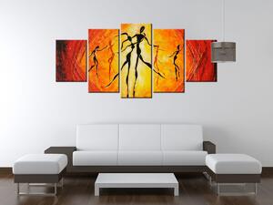 Ručně malovaný obraz Nádherný tanec - 5 dílný Rozměry: 150 x 70 cm