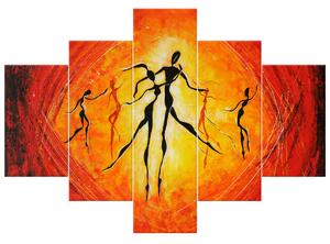 Ručně malovaný obraz Nádherný tanec - 5 dílný Rozměry: 150 x 70 cm