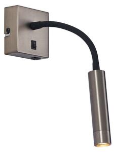 Moderní nástěnná lampa Gunmetal s portem USB-C - Gosna