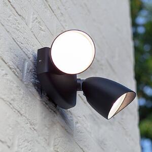 LUTEC Venkovní LED nástěnný reflektor SHRIMP, černý, 20 W, 2 žárovky, IP54, Černá, Hliník, Moderní