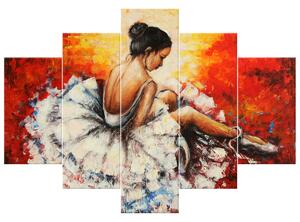 Ručně malovaný obraz Unavená baletka - 5 dílný Rozměry: 100 x 70 cm