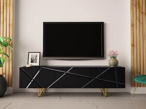 TV stolek ROANA - lesklý černý / černý