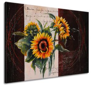 Ručně malovaný obraz Skromné slunečnice Rozměry: 120 x 80 cm