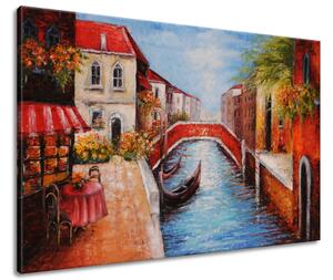 Ručně malovaný obraz Klidná ulice v Benátkách Velikost: 120 x 80 cm