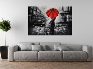 Ručně malovaný obraz Červený polibek v dešti Rozměry: 100 x 70 cm