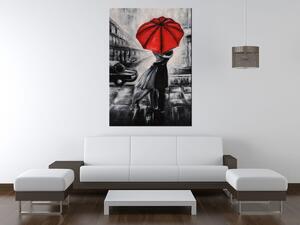 Ručně malovaný obraz Červený polibek v dešti Rozměry: 120 x 80 cm