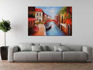 Ručně malovaný obraz Klidná ulice v Benátkách Rozměry: 100 x 70 cm