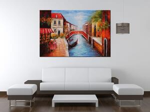 Ručně malovaný obraz Klidná ulice v Benátkách Rozměry: 120 x 80 cm