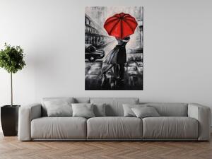 Ručně malovaný obraz Červený polibek v dešti Rozměry: 120 x 80 cm