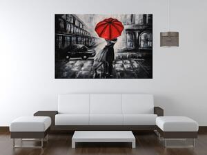 Ručně malovaný obraz Červený polibek v dešti Rozměry: 100 x 70 cm