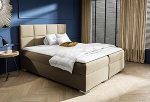 Čalouněná postel AUGUSTINA - 200x200, béžová + topper ZDARMA