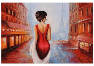 Ručně malovaný obraz Procházka při Eiffelově věži Rozměry: 120 x 80 cm