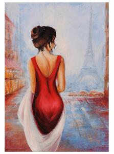 Ručně malovaný obraz Procházka při Eiffelově věži Rozměry: 100 x 70 cm