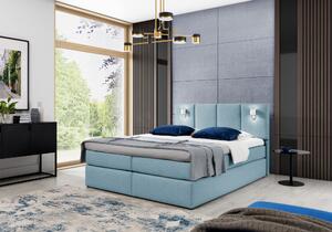 Boxspringová postel s lampami DANUTA - 180x200, světle modrá + topper ZDARMA