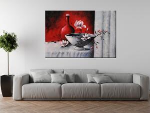 Ručně malovaný obraz Magnólie v misce Rozměry: 115 x 85 cm