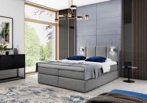 Boxspringová postel s lampami DANUTA - 120x200, šedá + topper ZDARMA