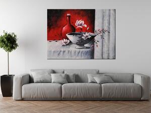 Ručně malovaný obraz Magnólie v misce Rozměry: 120 x 80 cm