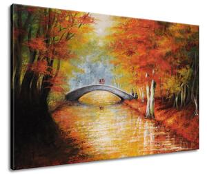 Gario Ručně malovaný obraz Po podzimním mostě Velikost: 120 x 80 cm