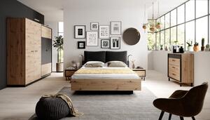 Dřevěná postel Dario 160x200, dub artisan, antracit