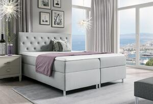 Boxspringová postel LILIAN - 160x200, šedá + topper ZDARMA