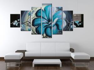 Ručně malovaný obraz Modrá živá krása - 7 dílný Rozměry: 210 x 100 cm
