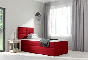 Čalouněná jednolůžková postel SONIA - 80x200, červená + topper ZDARMA