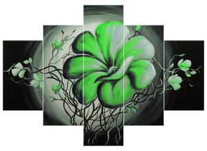 Ručně malovaný obraz Zelená živá krása - 5 dílný Rozměry: 100 x 70 cm