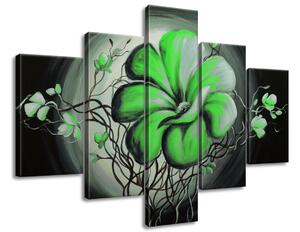 Ručně malovaný obraz Zelená živá krása - 5 dílný Rozměry: 100 x 70 cm