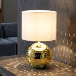 Reality Leuchten Stolní lampa Glitza, zlatá/bílá, textil, plast, E14, Mosaz / zlato, Obývací pokoj / jídelna, Plast, Moderní