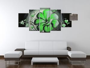 Ručně malovaný obraz Zelená živá krása - 5 dílný Rozměry: 150 x 70 cm