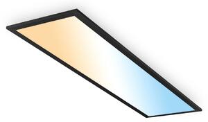 Briloner LED panel Piatto A, černý, 100 × 25 cm, dálkové ovládání, 12,6 W, stmívatelný, Černá, Pracovna / kancelář, kov, Moderní