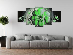 Ručně malovaný obraz Zelená živá krása - 5 dílný Rozměry: 150 x 70 cm