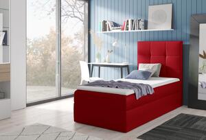 Čalouněná jednolůžková postel REBECCA - 80x200, červená + topper ZDARMA