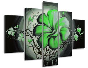 Ručně malovaný obraz Zelená živá krása - 5 dílný Rozměry: 150 x 105 cm