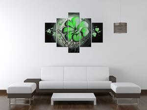 Ručně malovaný obraz Zelená živá krása - 5 dílný Rozměry: 150 x 105 cm