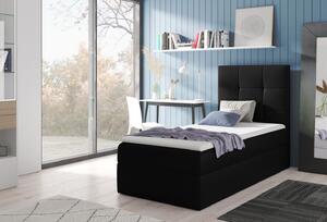 Čalouněná jednolůžková postel REBECCA - 80x200, černá + topper ZDARMA