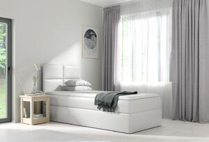 Čalouněná jednolůžková postel SONIA - 100x200, bílá + topper ZDARMA