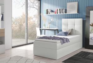 Čalouněná jednolůžková postel REBECCA - 80x200, bílá + topper ZDARMA