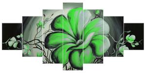 Ručně malovaný obraz Zelená živá krása - 7 dílný Rozměry: 210 x 100 cm