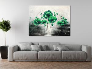 Ručně malovaný obraz Zelené Vlčí máky Rozměry: 100 x 70 cm