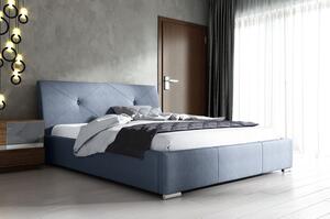Čalouněná jednolůžková postel TERESA - 120x200, modrá + topper ZDARMA